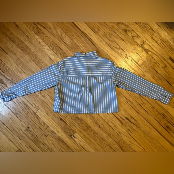 Everlane The Way Short Shirt Silky Cotton Striped Blue White XS - Picture 7 of 11